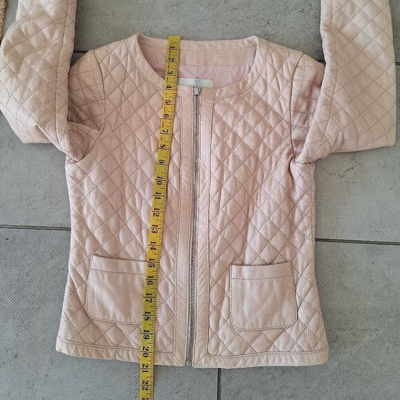 Hinge Quilted Leather Jacket  crem pink size xs‎ - Picture 6 of 7